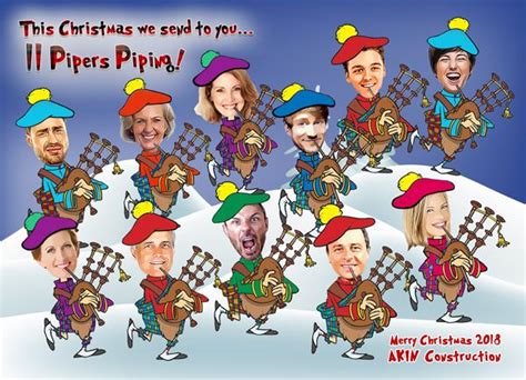 11 Pipers Piping Christmas Card | Corporate christmas cards, Family christmas card photos ...