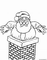 Santa Stuck In The Chimney Christmas Coloring Page Printable sketch template
