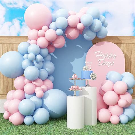 100PCS Blue Pink Balloon Arch Kit,Pink Blue Garland Kit for Gender Reveal, Birthday Party ...