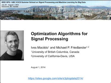 Optimization Algorithms for Signal Processing | IEEETV