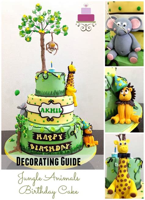 Animals Cake - A Cute Safari Themed Cake Tutorial - Decorated Treats