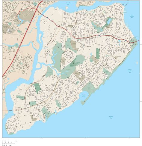 Staten Island Map with Local Streets in Adobe Illustrator vector format