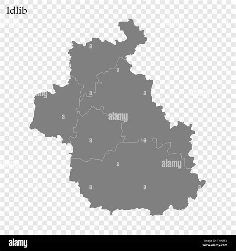 High Quality map of Idlib is a governorate of Syria, with borders of ...