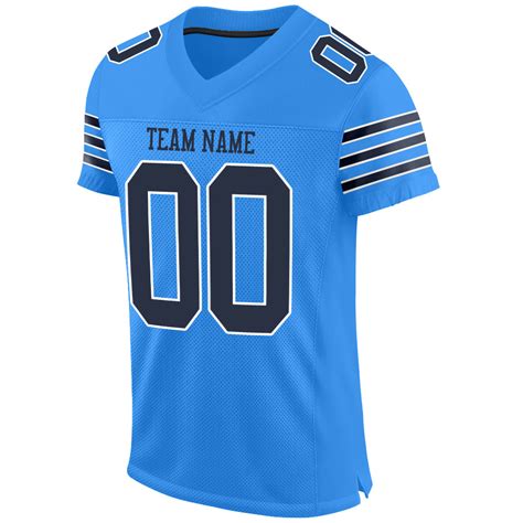 Custom Powder Blue Navy-White Mesh Authentic Football Jersey – Fiitg