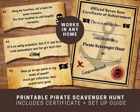 Pirate Scavenger Hunt Clues printable Pirate Party Game for - Etsy Hong ...