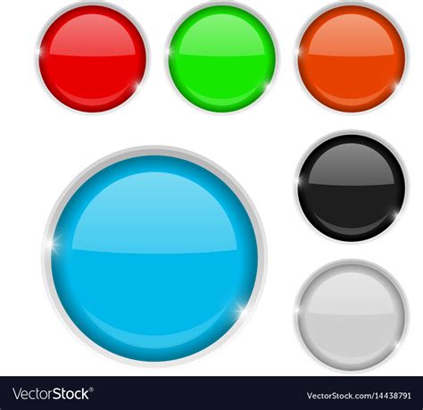 Round buttons colored set of 3d icons Royalty Free Vector