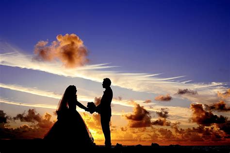 Sunset Wedding, sunset, marriage, wedding, couple, HD wallpaper | Peakpx