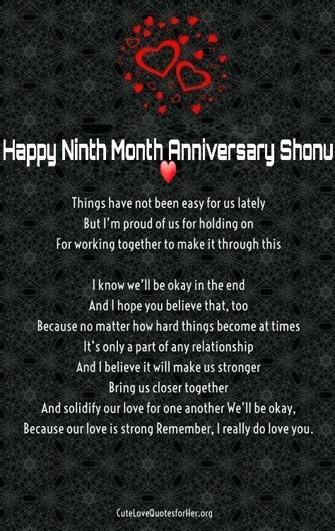 9th Month Anniversary | Anniversary quotes for him, Love anniversary ...