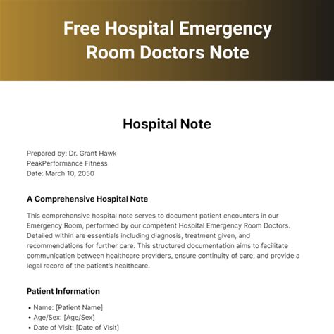 Emergency Room Doctor Note Template at viiniablog Blog