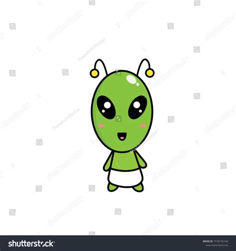 Drawing Cute Alien Cartoonvector Illustration Stock Vector (Royalty Free) 1518176144 | Shutterstock