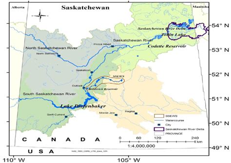 Saskatchewan River Basin in Saskatchewan (adopted from Hassanzadeh et... | Download Scientific ...