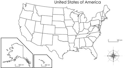 Blank Printable US Map with States & Cities