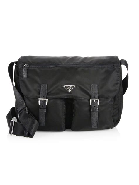 Prada Synthetic Nylon Messenger Bag in Black - Lyst