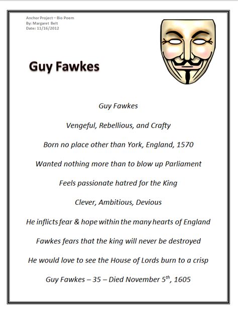 Guy Fawkes Biography Poem by MargaretBelt on DeviantArt