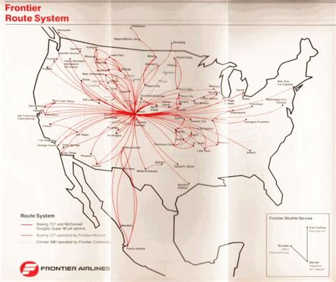 Frontier Airlines Route Map 1984