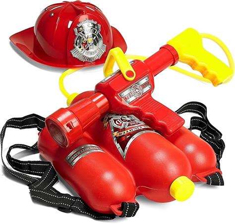 Amazon.com: Prextex Fireman Backpack Water Guns for Kids w/Fire Hat | Water Toys Big Water Gun ...