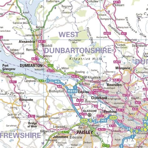 Mainly Dunbartonshire | Wall maps, Scotland, Renton