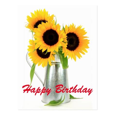 Happy Birthday Sunflowers Bouquet Postcard | Zazzle.com