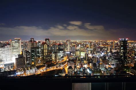 The Cityview of Osaka at night with lights in Japan image - Free stock ...