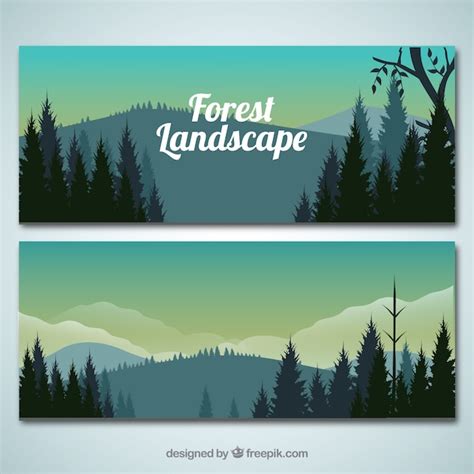 Free Vector | Realistic forest landscape banners