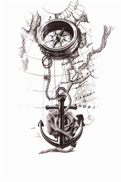rope upon the map tattoo design anchor with rope upon the map tattoo design anchor with rope ...