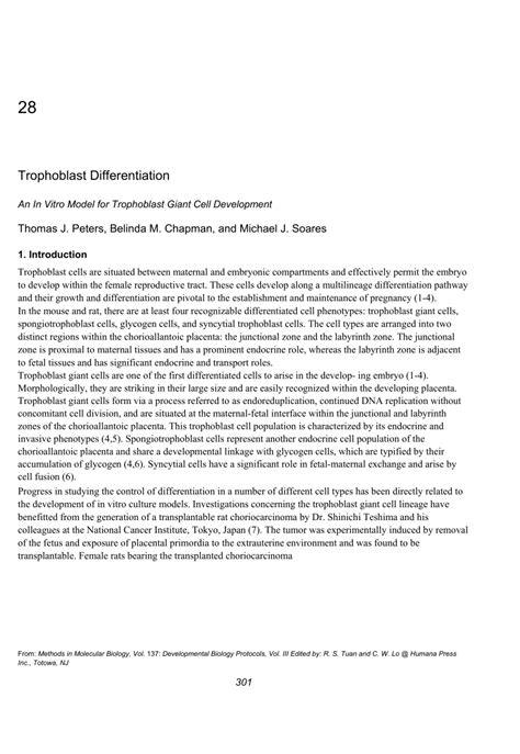 (PDF) Trophoblast Differentiation: An In Vitro Model for Trophoblast ...