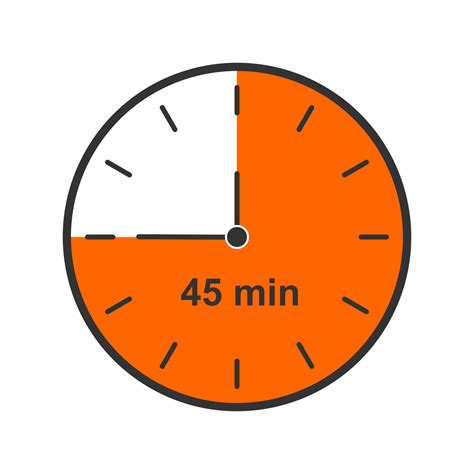 Clock icon with 45 minutes time interval. Countdown timer or stopwatch ...