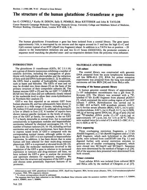 (PDF) The structure of the human glutathione S-transferase P gene