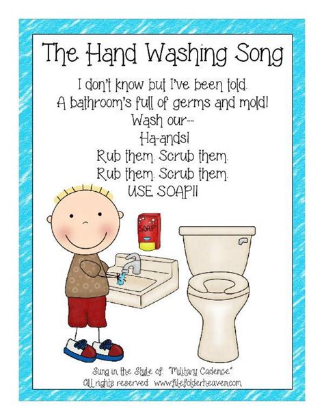 The Hand Washing Song Classroom Poster | Kindergarten songs, Preschool songs, Hand washing song