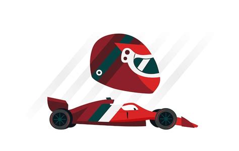 Premium Vector | Racer helmet and sports red car in formula 1 ...