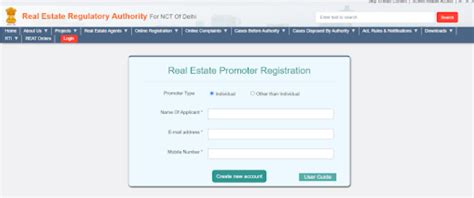 RERA Delhi Website Registration Process for Promoter/Project: A ...