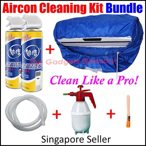 Air Conditioner Con Cleaning Kit Bundle Aircon Bag Servicing Spray Washing Cleaner Foam Spray ...