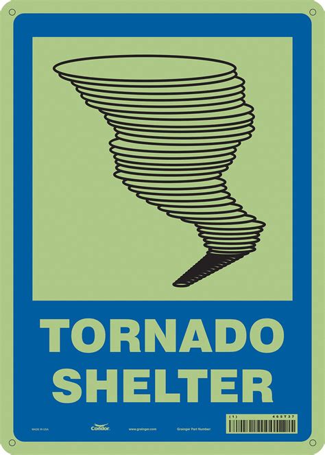 CONDOR Safety Sign, Tornado Shelter, Sign Header No Header, Aluminum, 14 in x 10 in - 465T37 ...