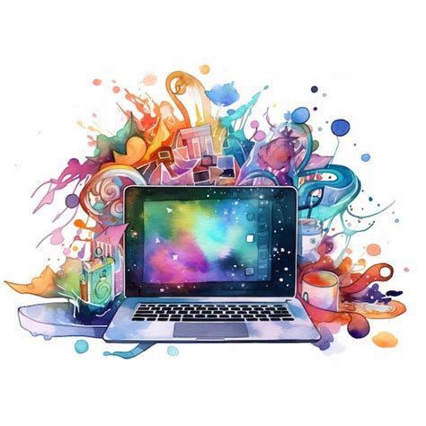 Premium Photo | There is a laptop computer with a colorful design on the screen generative ai