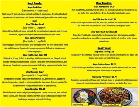 Menu of Kogi Grill in Largo, FL 33771