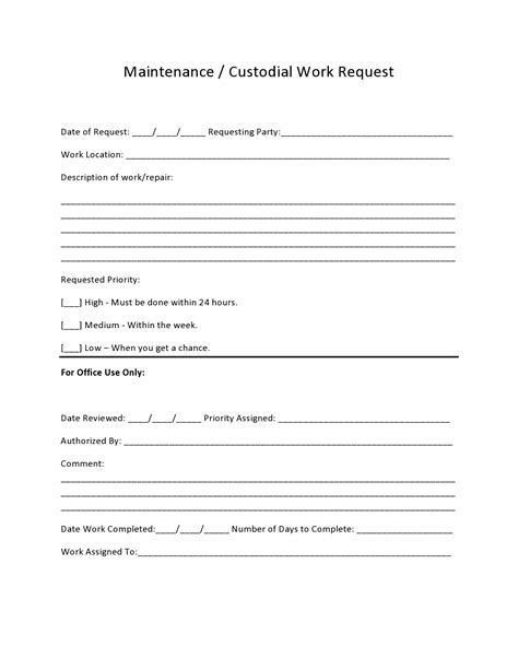 Maintenance Request Form Excel Work Order Forms Templates Pdf Word ...