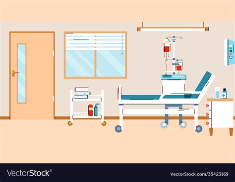 Hospital room with bed and medical equipment Vector Image