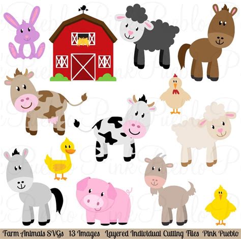 Farm Animals SVGs Barnyard Animals and Barn Cutting Templates | Etsy