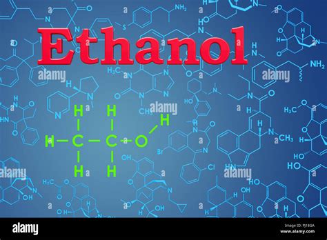 Ethanol. Chemical formula, molecular structure. 3D rendering Stock Photo - Alamy