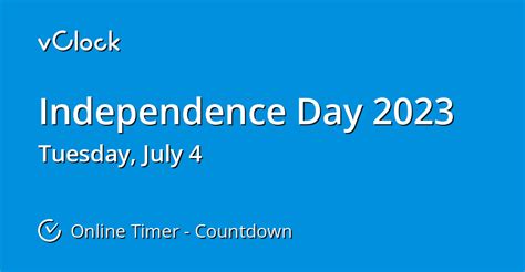 When is Independence Day 2023 - Countdown Timer Online - vClock