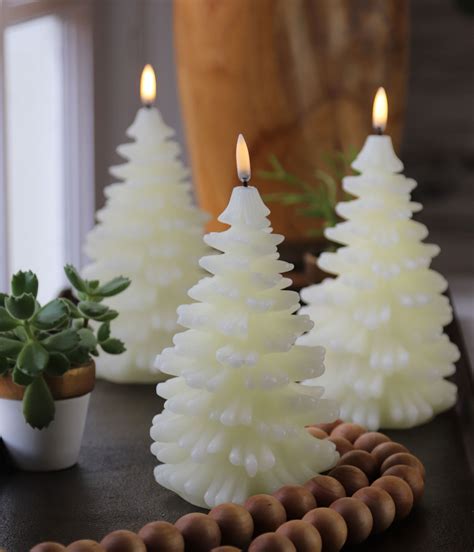 Uyuni 4.25 x 8 Inch Ivory Christmas Tree Candle - Remote Ready