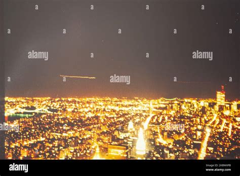 New York, United States may 1973: New york night aerial view in 70s Stock Photo - Alamy