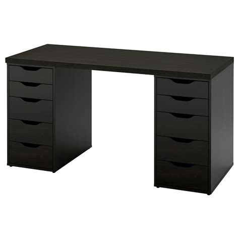 LAGKAPTEN / ALEX desk, black-brown, 140x60 cm (551/8x235/8") - IKEA