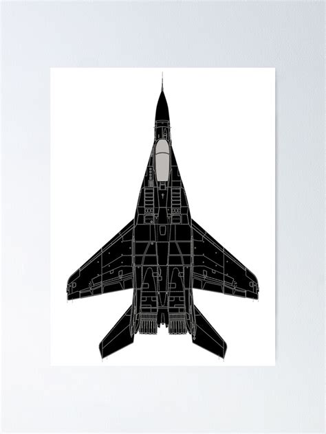 "Mikoyan Gurevich Mig-29 Fulcrum Silhouette Black Top View" Poster for Sale by magazinecombate ...