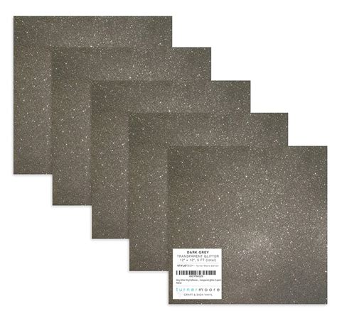Amazon.com: Turner Moore Edition Grey Glitter Vinyl Adhesive 12x12, 5-Pack Transparent Glitter ...