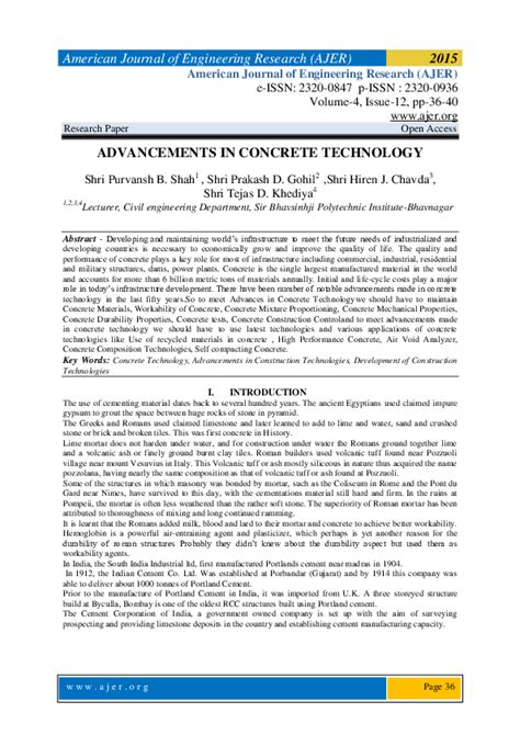 (PDF) ADVANCEMENTS IN CONCRETE TECHNOLOGY | American journal of Engineering Research (AJER ...