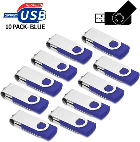 AreTop 10 Pack Swivel Flash Drive USB 2.0 Memory Stick Fold Storage (8GB, Blue) – BigaMart