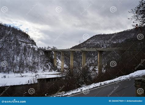 Viaduct Bridge Near Ananuricastle Complex on the Aragvi River in ...