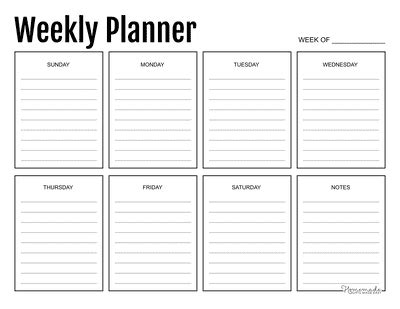 Free Printable Weekly Calendar Template