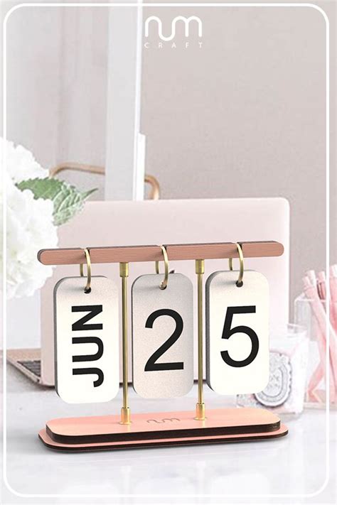 Rose Gold Perpetual Desk Calendar, Turning Calendar, Wood & Metal ...